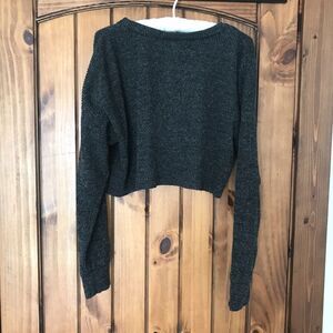 Wild Fable Womens Cropped Sweater Long Sleeve Gray Ribbed Mock Neck Size S EUC